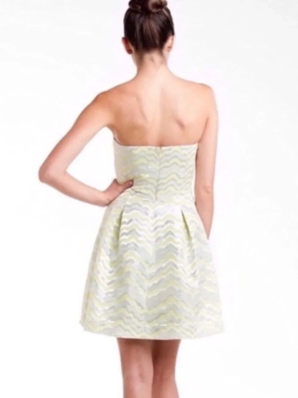 LILLY PULITZER Strapless Yellow and Silver Sherry Dress NWT - Picture 3 of 14
